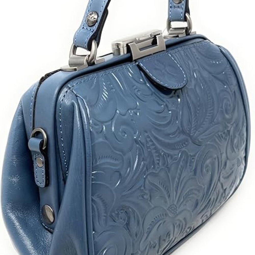 NWT Patricia Nash Safflower Blue Leather Gracchi Satchel w/ Shoulder Strap - Picture 4 of 5